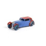 A Pre-War Hornby Series (Dinky Toys) 22b Closed Sports Coupe, blue body, red roof and mudguards,