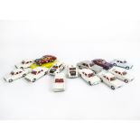 Ford Dinky Toy Cars, 168 Ford Escort (4), three white, one pale blue, 159 Ford Cortina (4), white,
