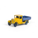 A Pre-War Hornby Series (Dinky Toys) 22c Motor Truck, yellow cab, blue truck body, tinplate