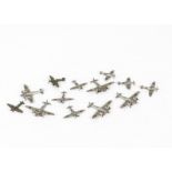 Dinky Toy Military Aircraft, 62b Medium Bomber (5), 62a Spitfire (6), 62e Supermarine Spitfire,