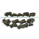 French Dinky Toy Military Vehicles, 822 Half Track (2), 80c Char AMX (3), 80a Panhard EBR75 (2), 823