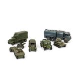 Military Dinky Toys, 642 RAF Pressure Refueller, 152a Light Tank, 162 18 Pounder Field Gun Set, 151b