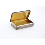 A modern silver snuff box by Padgett & Braham, initialled and dated to gilt interior 'P.N.K.G. 14-15