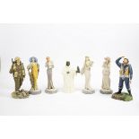 A group of seven 20th Century porcelain figures, comprising four from Royal Doulton's Classique