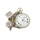 A West End Watch Co. open pocket watch, white enamel circular dial, Roman and Arabic numerals, two