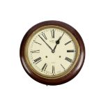 A mahogany wall clock by Smith Enfield, 8 day movement, brass and glazed door revealing enamel dial,