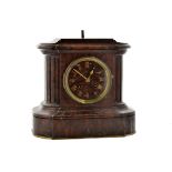 A 19th Century griotte marble mantle clock by Barbedienne Paris, 8 day movement, circular dial