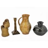 A collection of 20th & 21st Century studio pottery, including a Peter Hale vase with black glaze,