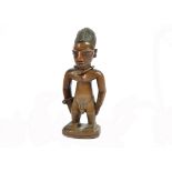 An Ere Ibeji carved wooden figure, Abeokuta style, Egba region, Yoruba tribe Nigeria, bead