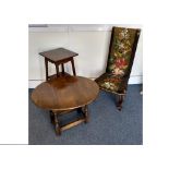 A continental tapestry upholstered prayer chair, floral decorated back and seat, cabriole legs,