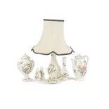 A collection of Aynsley 'Pembroke' pattern porcelain, including lamp, vases, coffee cans and