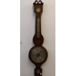 A 19th Century mahogany cased and strung banjo barometer, swan neck pediment, 98 cm high; together