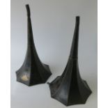 Phonograph horns, two original Edison black 19-inch octagonal horns (2)