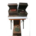 Three table grand gramophones, for spares or repair (Selecta, Columbia, anonymous) (3)