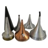 Phonograph horns, mostly modern: eleven, in aluminium, copper and steel (11)