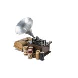 An Edison phonograph, Standard Model B No. S257154, with C reproducer, 2-minute gearing, banner