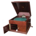 A table grand gramophone, HMV Model 8, in mahogany case, with Exhibition soundbox (motor runs,