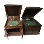 Two table grand gramophones, HMV Model 6, in oak case, with No 2 soundbox (motor runs, good