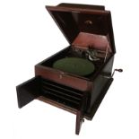 A table grand gramophone, HMV Model 9 (TDBM), with cast-iron horn, HMV Exhibition soundbox and