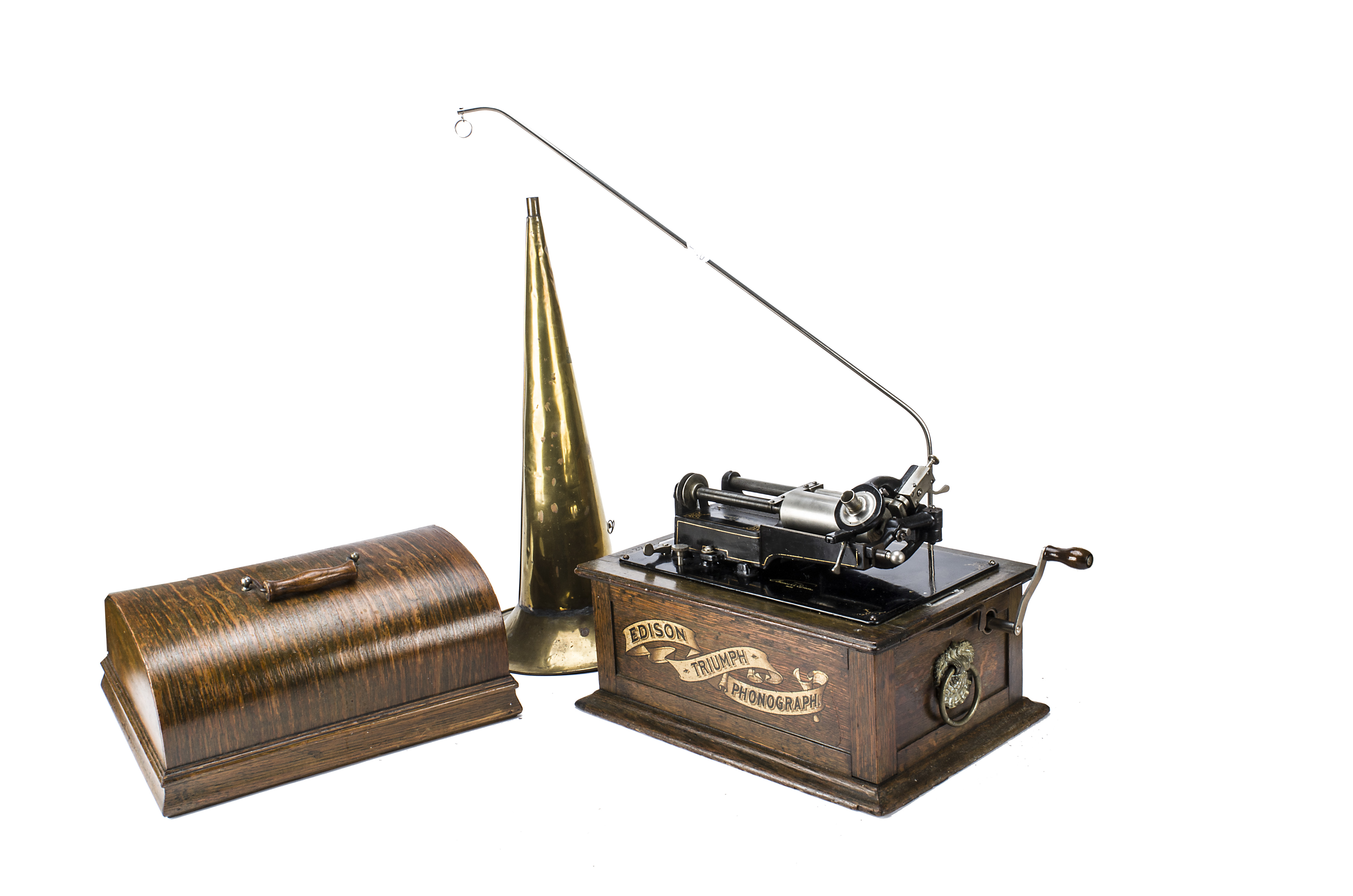 An Edison phonograph, Triumph Model A, No. 84908, with C reproducer, shaving attachment, New Style