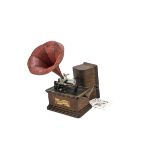 A Columbia Graphophone, Type AK, with Lyric reproducer and a small red flower horn and