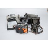 A Collection of Cameras, an Ernemann Heag II Ser II 6.5 x 9cm folding plate camera, a Nikon L35AW AF