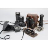 Camera Related Items, including Ross Stepvue 8 x 30 binoculars, Canon EOS SLR, Canonet 28, lenses