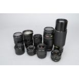 A Box of Canon SLR Lenses, a Canon EF 35-80mm f/4-5.6 lens, a Canon FD 35-70mm f/4 lens, a Canon