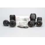 A Group of Canon EF-S and EF Lenses, Canon EF-S 17-85mm f/4-5.6 IS USM lenses (two, one boxed), a