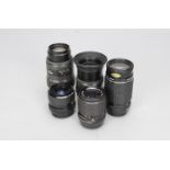 A Group of Pentax SLR Lenses, a Pentax-F 28-80mm f/3.5 lens, a Pentax-A 35-70mm f/3.5-4.5 lens, a