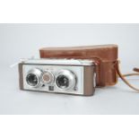 An Iloca Stereo IIa 35mm Camera, serial no 327981, neat previous owner's name and address label on