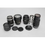 A Group of Sundry Camera Lenses, an AF-S Nikkor 18-70mm f/3.5-4.5G ED lens, an AF Nikkor 28-70mm f/