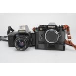 A Nikon FG SLR Body and Yashica 230-AF SLR Camera, FG body, black, shutter working, meter responds