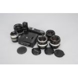 A Group of SLR Prime Lenses and Camera Accessories, comprising a SMC Pentax-A 28mm f/2.8 lens, a