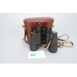 Carl Zeiss Jena Binoculars, Jenoptem, 10 x 50W, body G, elements G-VG, in leather case with original