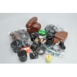 A Box of Camera Accessories, including a Rolleikin film adaptor kit, Alpa camera case, relaese