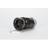 A Canon 100mm f/3.5 Lens, M39 mount, serial no 80524, barrel G, some light scratches, elements P-