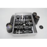 A Collection of Pentax K Mount and M42 Lenses, including 4 P/K lenses (Cosina 70-210mm f/4.5-5.6,