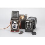 A Yashica Mat and Lubitel 166B TLR Cameras, serial no MT 2110110, circa 1957, 80mm f/3.5 Yashinon