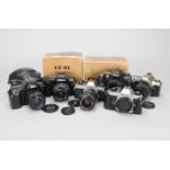 Nikon Cameras, a Nikon FG-20, with 35-70mm f/3.5-4.8 lens, FG-20 body, F90X, with 35-70mm f/3.3-4.