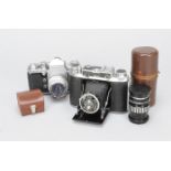 A Wirgin Edixa Reflex SLR Camera and an Ensign Commando Rangefinder Roll Film Camera, a Wirgin Edixa