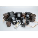 Nikon Cases, five leather camera cases and four lens cases