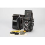 A Yashica Mat 124 G TLR Camera, with 80mm f/3.5 lens, shutter working, light meter responsive,