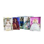 Five Mattel Barbie Collector’s Editions, The Peacock Barbie, Claude Monet Water Lily Barbie,