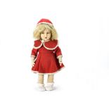 A Lenci pressed felt 300 Series girl doll, 1930s, with brown painted side glancing eyes, blonde