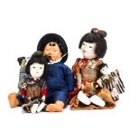 Japanese dolls, An Ichimitsu doll with gofun head, hands and feet, original clothes, 1930s —12in. (