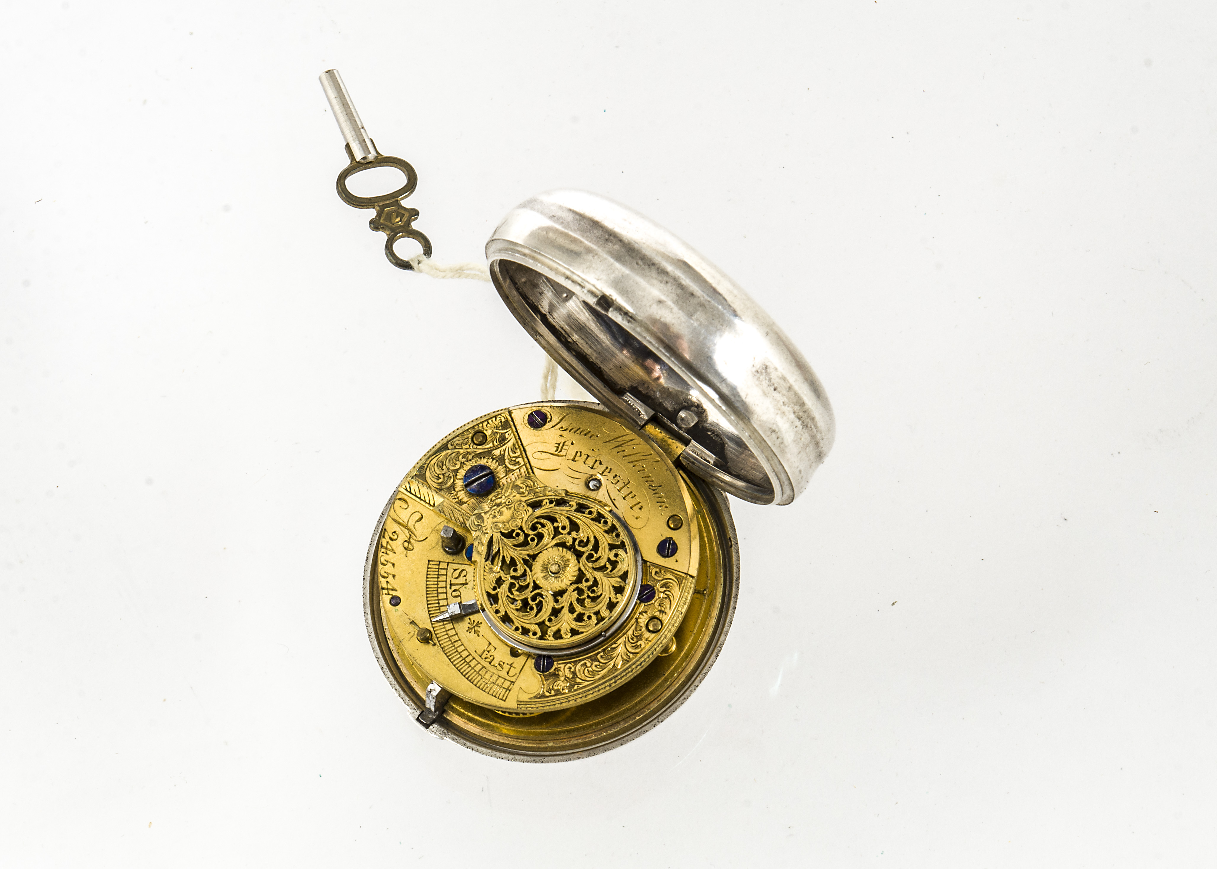 A Victorian silver pair cased pocket watch by Isaac Wilkinson of Leicester, fusee movement marked - Image 2 of 3