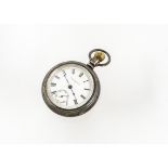 An early 20th century large open faced pocket by Elgin National Watch Company, 58mm Keytone Sterling