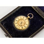 A late Victorian continental 18ct gold lady's open faced pocket watch from John Myers, 37mm, with