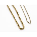 Two 9ct gold rope twist necklaces, 9.4g (2)